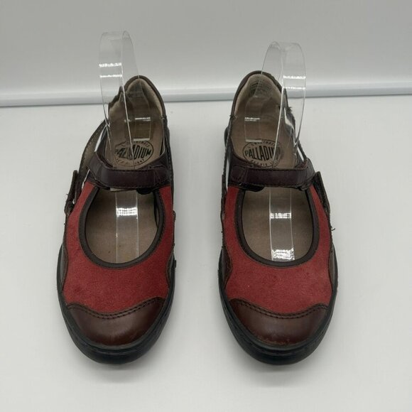 Palladium Mary Jane Comfort Shoes‎ Women 7 Suede Leather Adjustable Red Brown - Picture 5 of 8